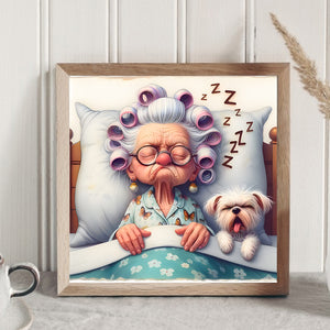 Funny Granny-Full Round Diamond Painting-30x30cm