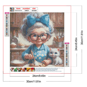 Funny Granny-Full Round Diamond Painting-30x30cm