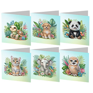 6Pcs/Set Rainbow Garden-Diamond Greeting Cards