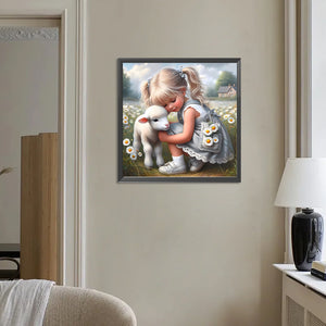 Life of Pets Girl-Full Round Diamond Painting-30x30cm