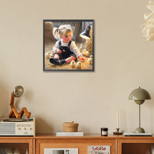 Life of Pets Girl-Full Round Diamond Painting-30x30cm