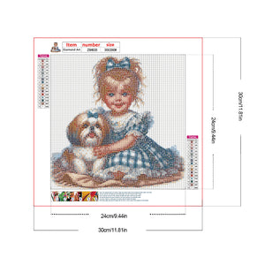 Life of Pets Girl-Full Round Diamond Painting-30x30cm