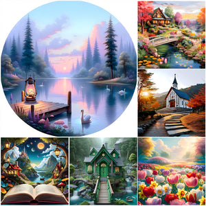 Landscape-Full Round Diamond Painting-30x30cm
