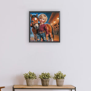 Cowboy Kid-Full Round Diamond Painting-30x30cm