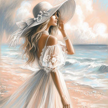 Load image into Gallery viewer, Beach Lady-Full Round Diamond Painting-30x30cm
