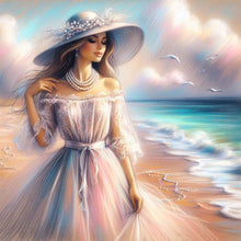Load image into Gallery viewer, Beach Lady-Full Round Diamond Painting-30x30cm
