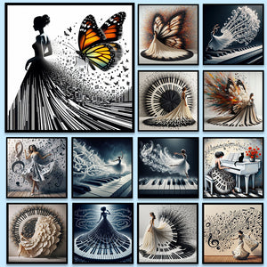 Piano Girl-Full Round Diamond Painting-40x40cm