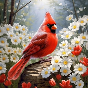 Cardinal-Full Round Diamond Painting-30x30cm