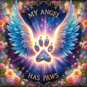 Paw Angel-Full Round Diamond Painting-30x30cm
