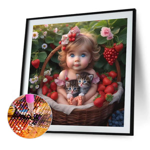 Life of Pets Girl-Full Round Diamond Painting-40x40cm