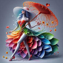 Load image into Gallery viewer, Colorful Art Girl-Full Round Diamond Painting-40x40cm
