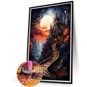 Night Castle-Full Round Diamond Painting-40x60cm-Large Size