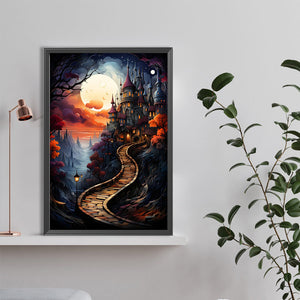 Night Castle-Full Round Diamond Painting-40x60cm-Large Size