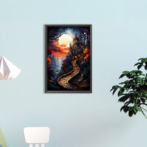 Night Castle-Full Round Diamond Painting-40x60cm-Large Size