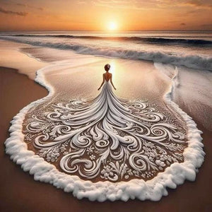 Dress Girl-Full Round Diamond Painting-40x40cm