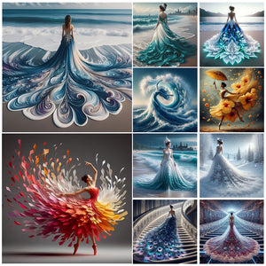 Gorgeous Skirt Girl-Full Round Diamond Painting-40x40cm