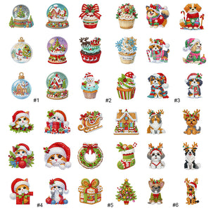 6Pcs/Set Christmas-Diamond Painting Magnet Refrigerator