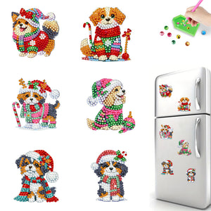 6Pcs/Set Christmas-Diamond Painting Magnet Refrigerator
