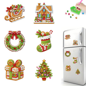6Pcs/Set Christmas-Diamond Painting Magnet Refrigerator