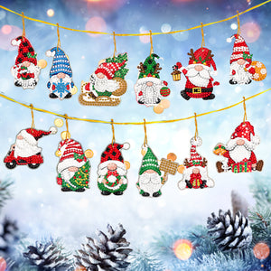 12Pcs/Set Christmas-Single Side Drill-Diamond Pendant