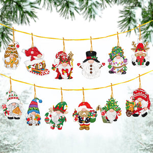12Pcs/Set Christmas-Single Side Drill-Diamond Pendant