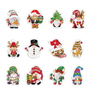 12Pcs/Set Christmas-Single Side Drill-Diamond Pendant