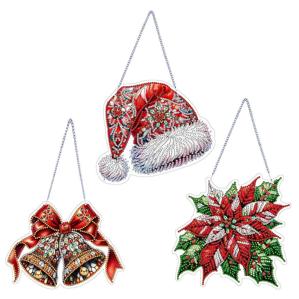 3Pcs/Set Christmas-Single Side Drill-Diamond Pendant