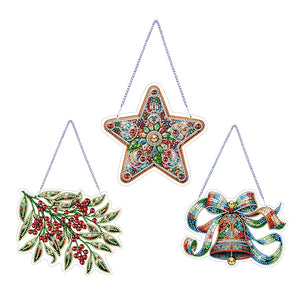 3Pcs/Set Christmas-Single Side Drill-Diamond Pendant