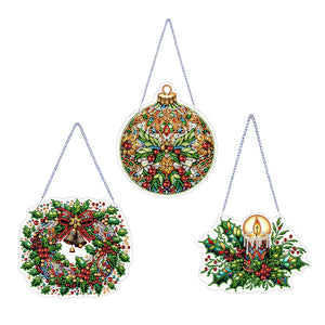 3Pcs/Set Christmas-Single Side Drill-Diamond Pendant