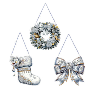 3Pcs/Set Christmas-Single Side Drill-Diamond Pendant