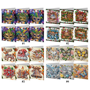 6Pcs/Set Christmas-Diamond Greeting Cards