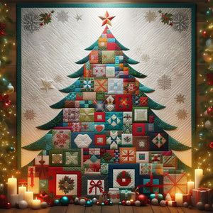 Red Star Cloth Christmas Tree-Full Round Diamond Painting-50x50cm