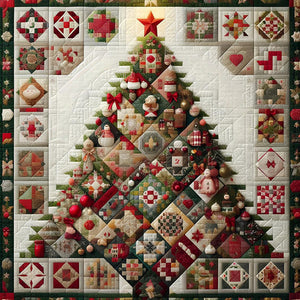 Red Star Cloth Christmas Tree-Full Round Diamond Painting-50x50cm