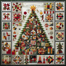 Load image into Gallery viewer, Red Star Cloth Christmas Tree-Full Round Diamond Painting-50x50cm
