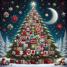 Load image into Gallery viewer, Red Star Cloth Christmas Tree-Full Round Diamond Painting-50x50cm
