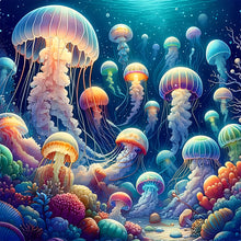 Load image into Gallery viewer, Underwater Jellyfish-Full Round Diamond Painting-40x40cm
