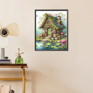 Green Butterfly House-Full Round Diamond Painting-40x50cm-1510959