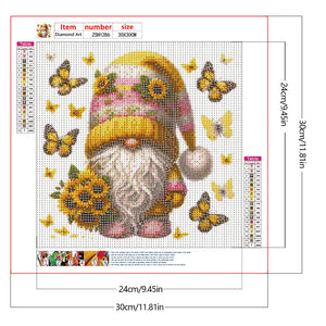 Sunflower Gnome-Full Round Diamond Painting-30x30cm-1511926