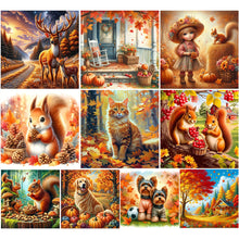 Load image into Gallery viewer, Autumn Squirrel Eating Peanuts-Full Round Diamond Painting-40x40cm
