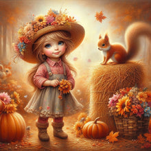 Load image into Gallery viewer, Autumn Squirrel Eating Peanuts-Full Round Diamond Painting-40x40cm
