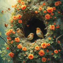 Load image into Gallery viewer, Flower And Bird Tree Hole-Full Round Diamond Painting-50x50cm
