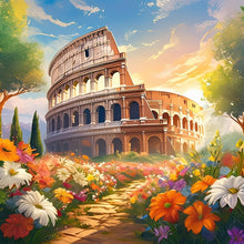 Load image into Gallery viewer, Snowmelt Mountain White Horse House Flower Bush-Full Round Diamond Painting-30x30cm
