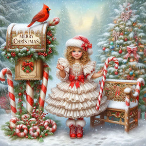 Christmas Snowman And Mailbox-Full Round Diamond Painting-40x40cm