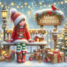 Load image into Gallery viewer, Christmas Snowman And Mailbox-Full Round Diamond Painting-40x40cm

