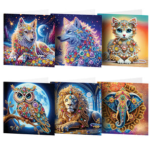 6Pcs/Set Dress Girl Series-Diamond Greeting Cards