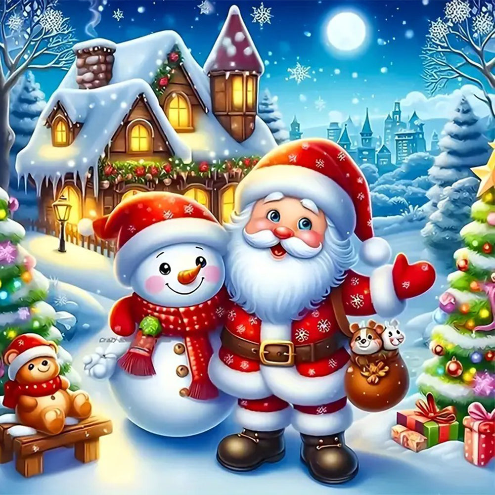 Christmas Snowman-Full Round Diamond Painting-30x30cm