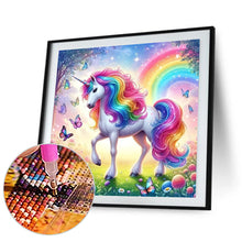 Load image into Gallery viewer, Rainbow White Horse-Full Round Diamond Painting-30x30cm-1519955
