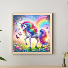 Load image into Gallery viewer, Rainbow White Horse-Full Round Diamond Painting-30x30cm-1519955
