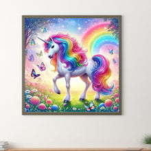 Load image into Gallery viewer, Rainbow White Horse-Full Round Diamond Painting-30x30cm-1519955
