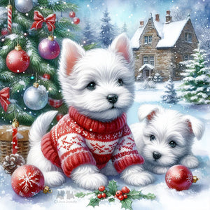 Christmas Cat-Full Round Diamond Painting-30x30cm
